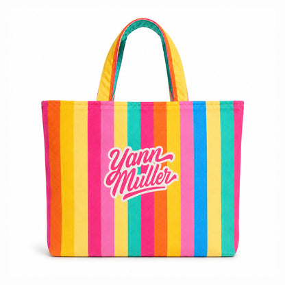 Tote Bag de plage à rayure multicolore Yann muller
